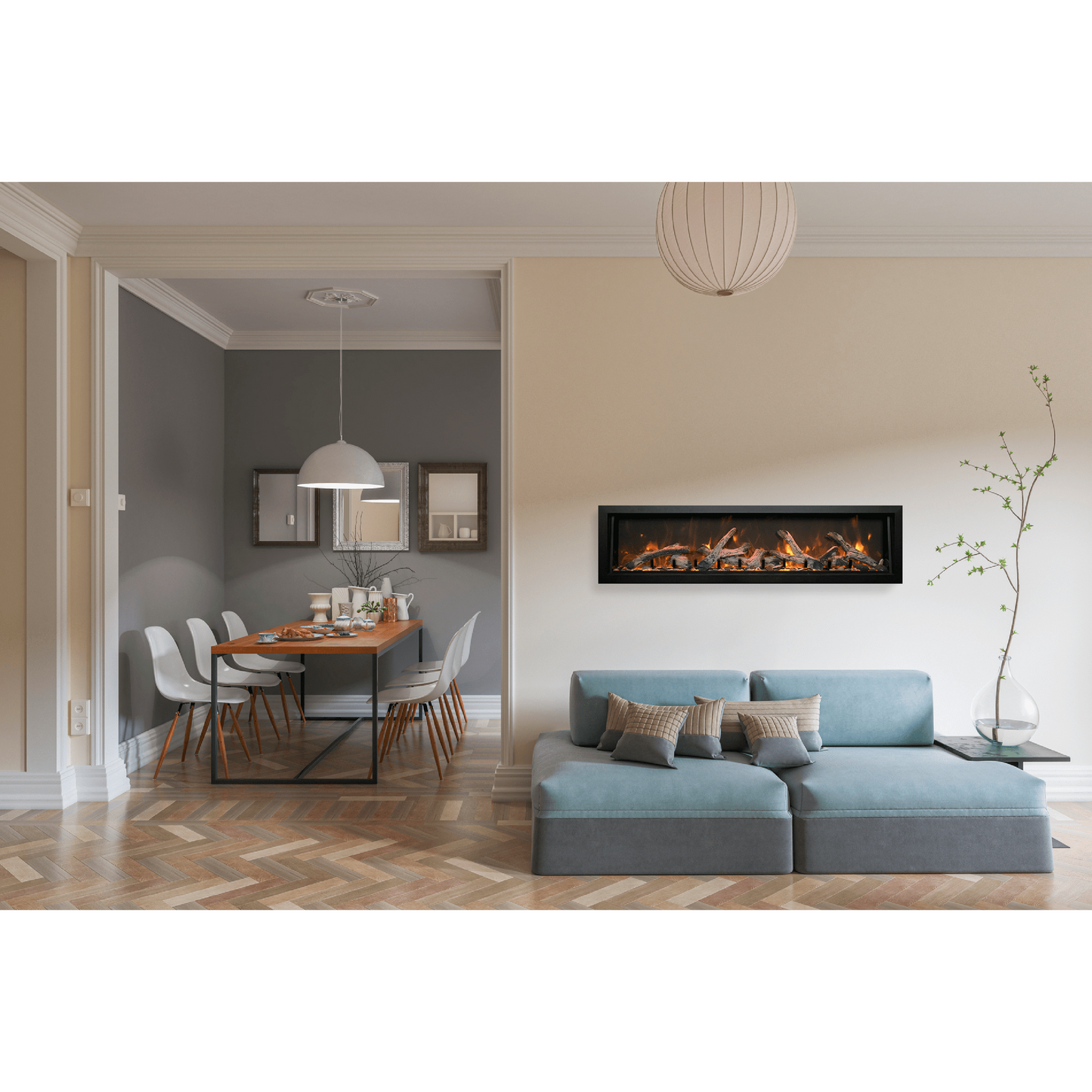 Remii by Amantii Deep Series 45" Built-in Electric Fireplace With Black Steel Surround