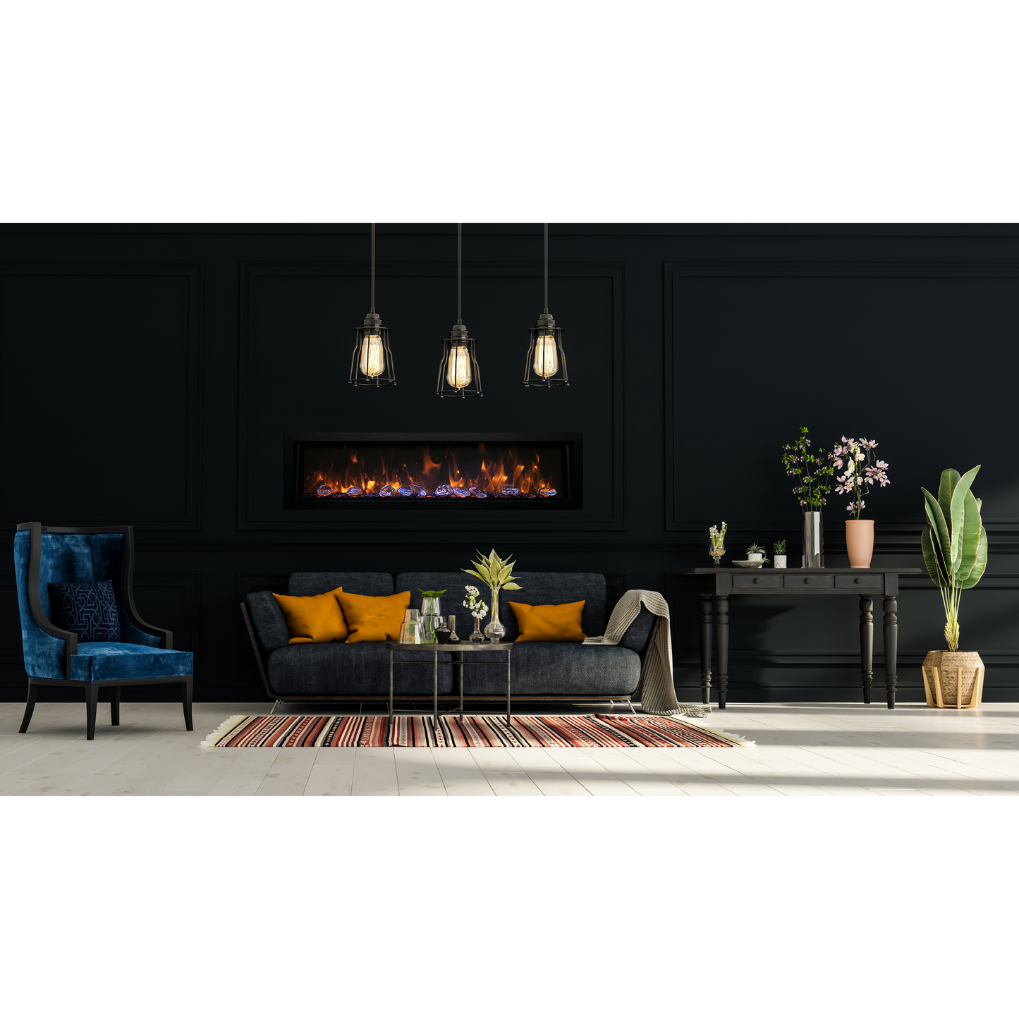 Remii by Amantii Deep Series 45" Built-in Electric Fireplace With Black Steel Surround