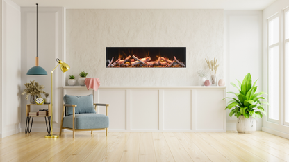 Remii by Amantii Deep Series 55" Built-in Electric Fireplace With Black Steel Surround