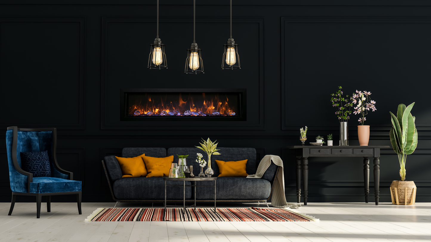 Remii by Amantii Deep Series 55" Built-in Electric Fireplace With Black Steel Surround
