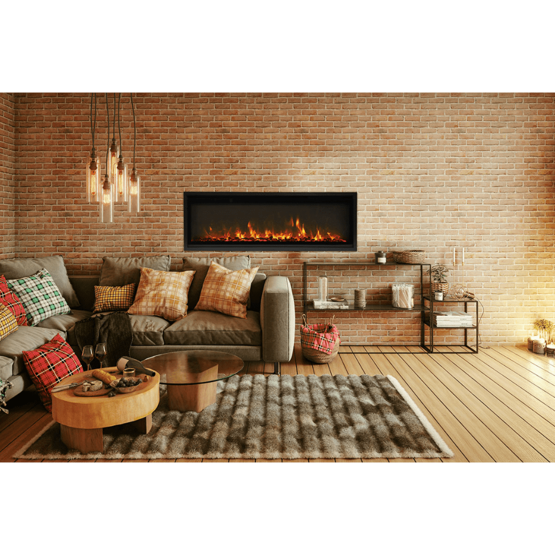 Remii by Amantii Extra Slim 55" Wall Mount Smart Electric Fireplace With Black Steel Surround