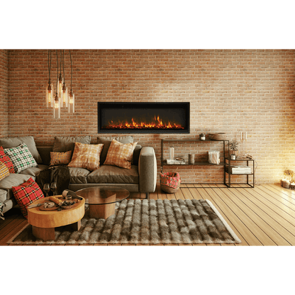 Remii by Amantii Extra Slim 55" Wall Mount Smart Electric Fireplace With Black Steel Surround