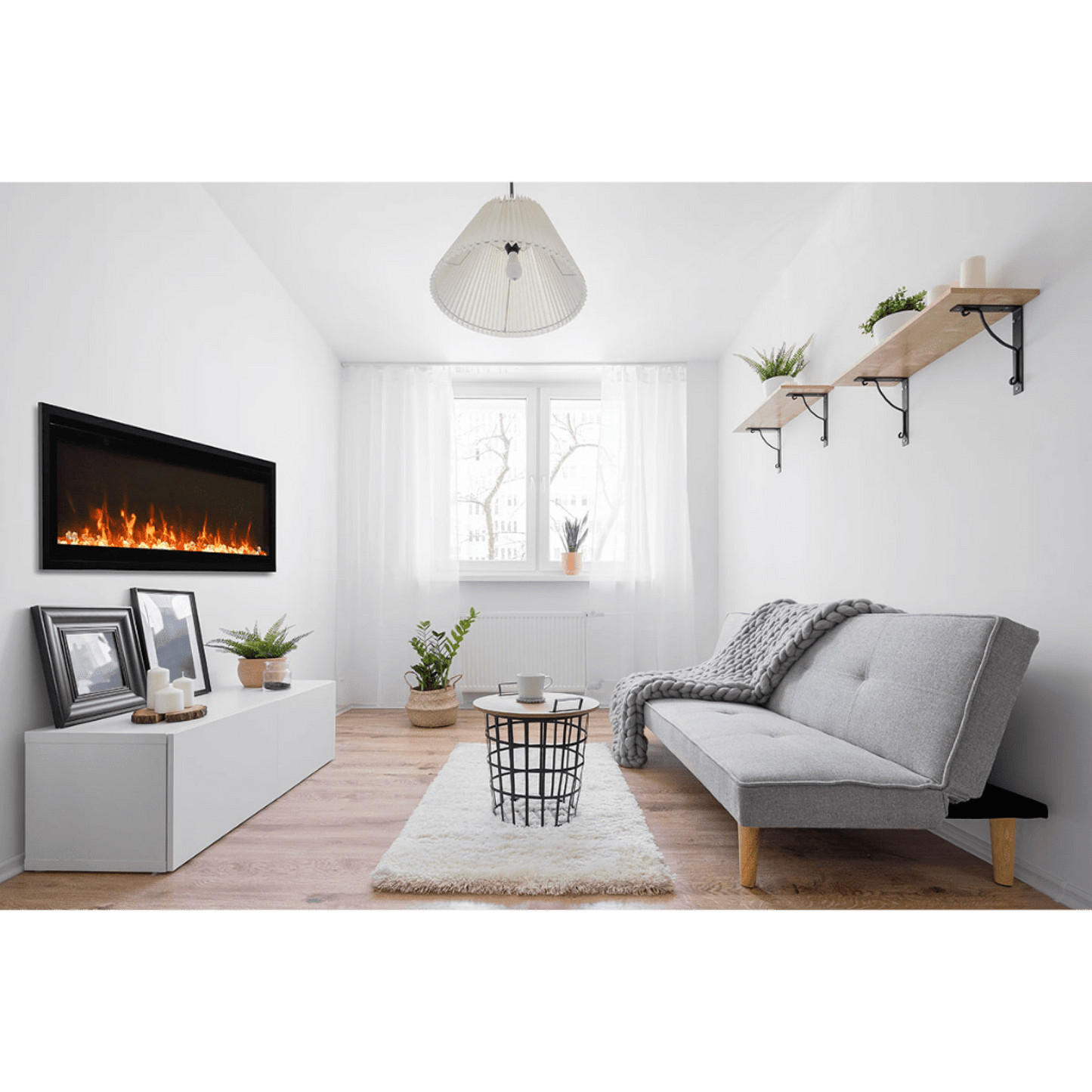 Remii by Amantii Extra Slim 55" Wall Mount Smart Electric Fireplace With Black Steel Surround