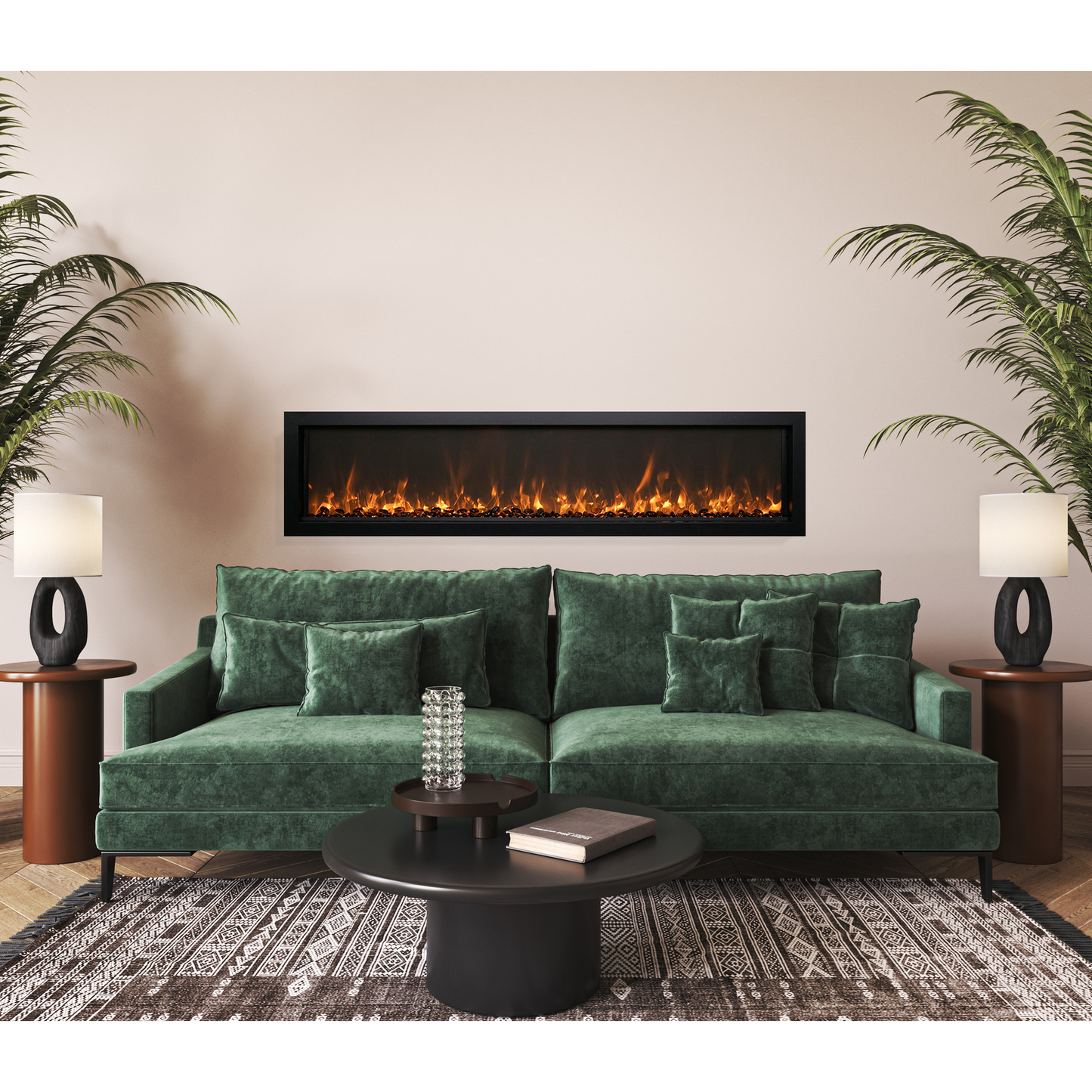 Remii by Amantii Extra Slim Series 55" Built-in Electric Fireplace With Black Steel Surround