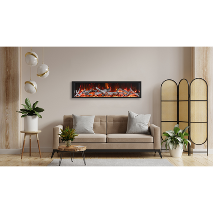 Remii by Amantii Extra Tall Series 45" Built-in Electric Fireplace With Black Steel Surround