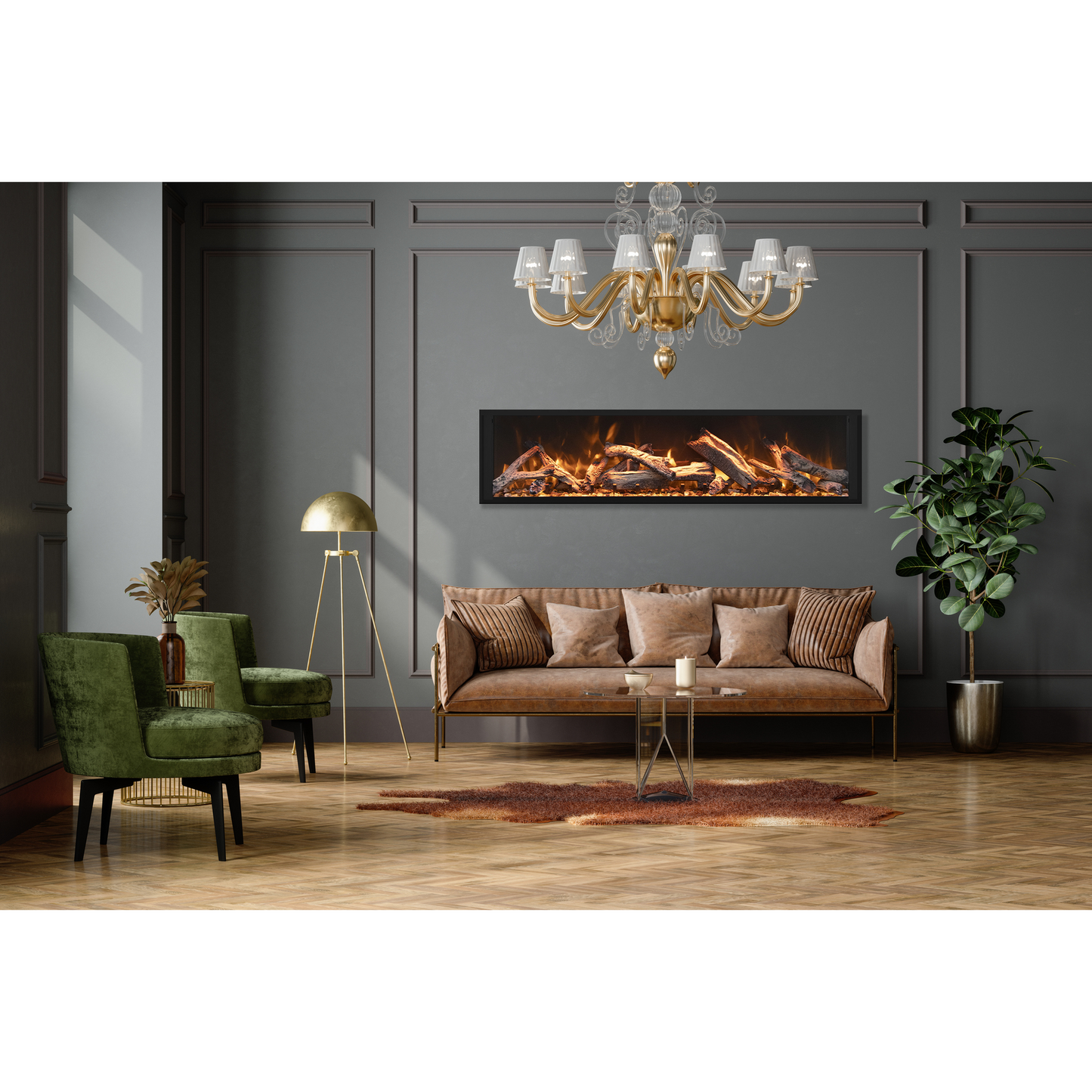Remii by Amantii Extra Tall Series 45" Built-in Electric Fireplace With Black Steel Surround
