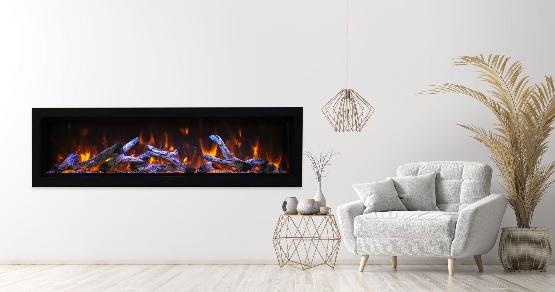 Remii by Amantii Extra Tall Series 55" Built-in Electric Fireplace With Black Steel Surround
