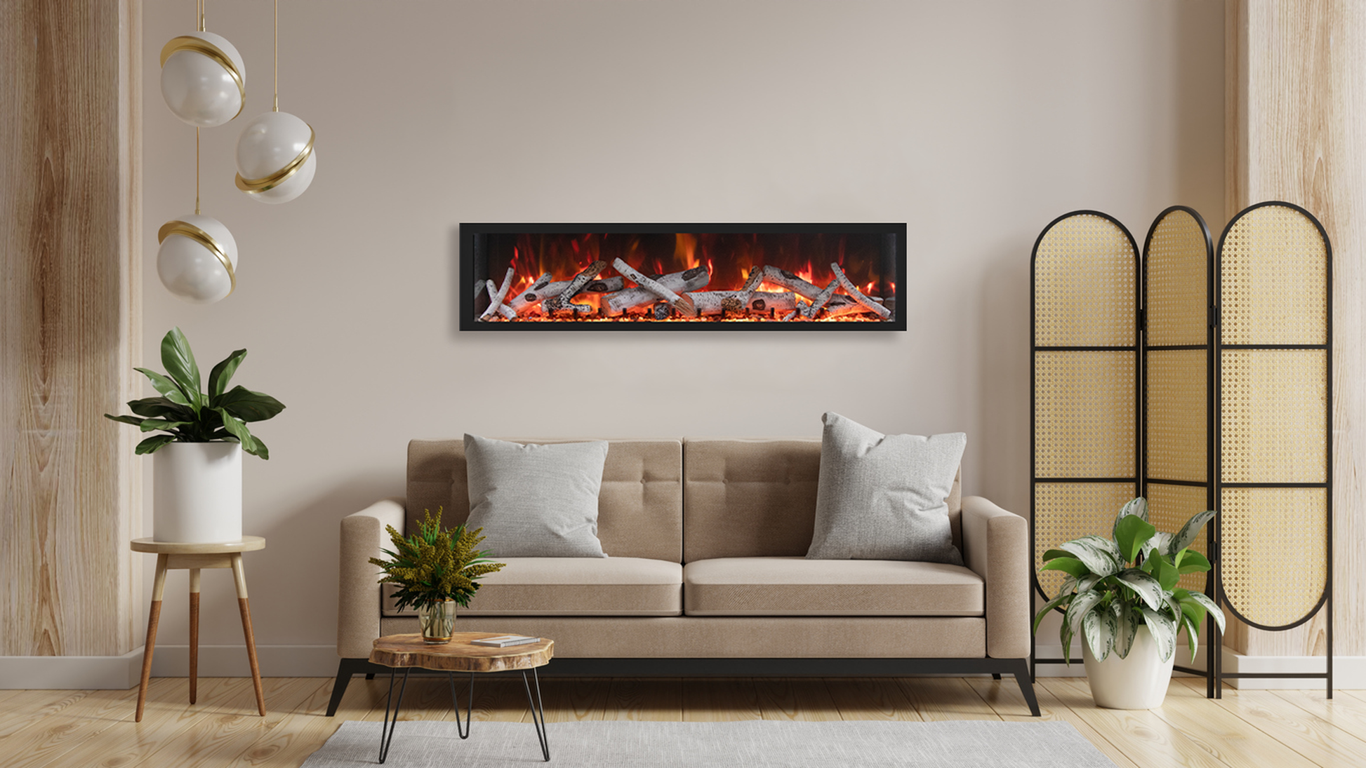 Remii by Amantii Extra Tall Series 55" Built-in Electric Fireplace With Black Steel Surround