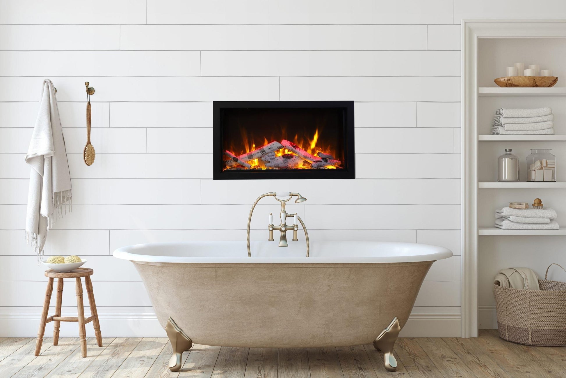 Remii by Amantii Extra Tall Series 55" Built-in Electric Fireplace With Black Steel Surround