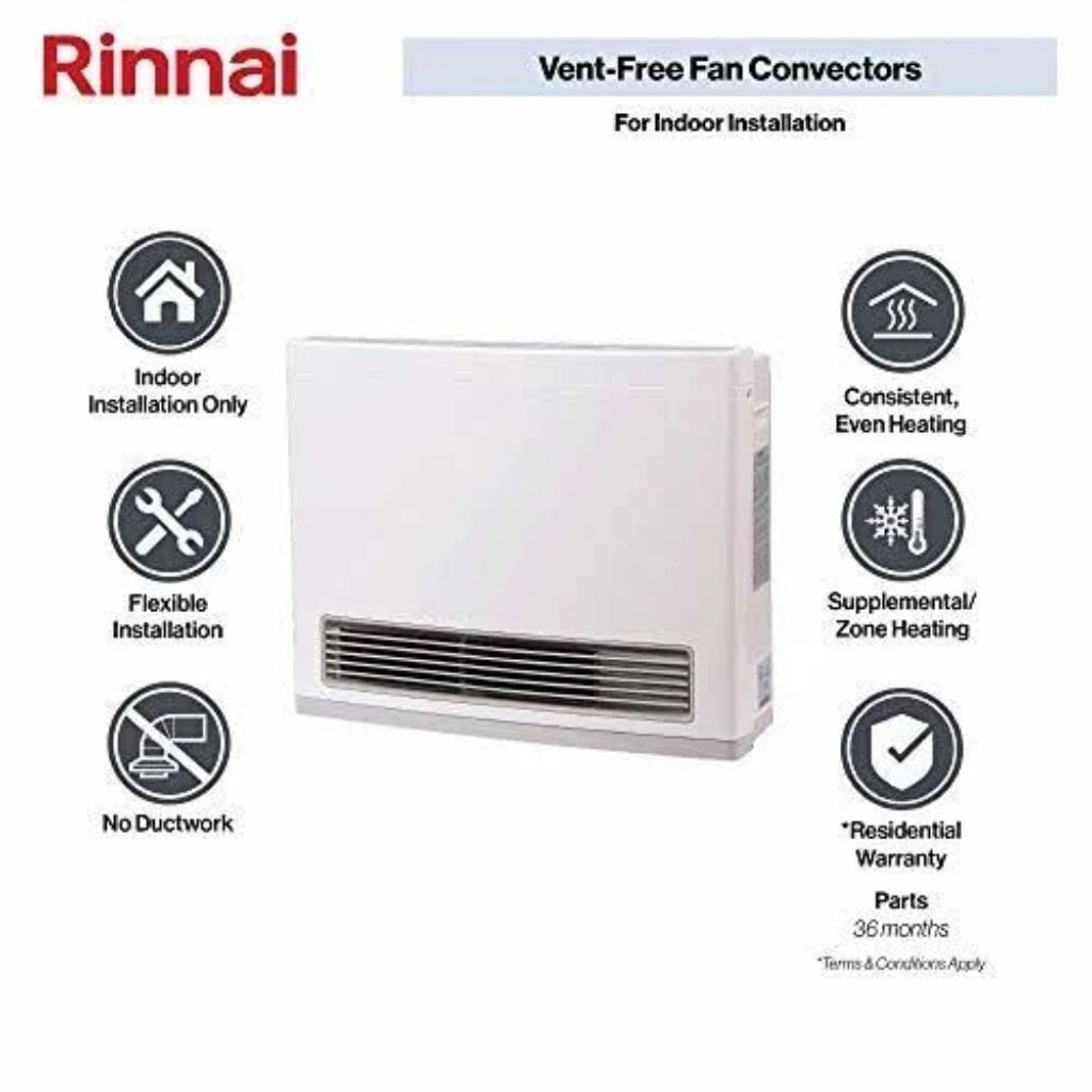 Rinnai FC Series 19" 24K BTU Fan Convector Vent Free Gas Heater