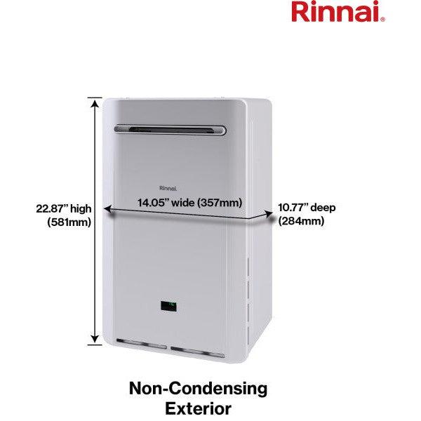 Rinnai RE Series 25" 140K BTU Outdoor Non-Condensing Natural Gas Tankless Water Heater