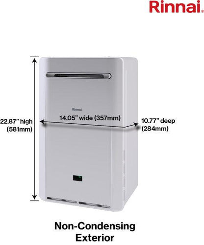 Rinnai RE Series 25" 199K BTU Outdoor Non-Condensing Natural Gas Tankless Water Heater
