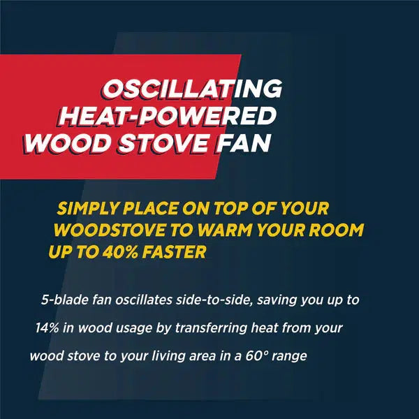 Rutland 220 CFM 5-Blade Heat-Powered Oscillating Wood Stove Fan