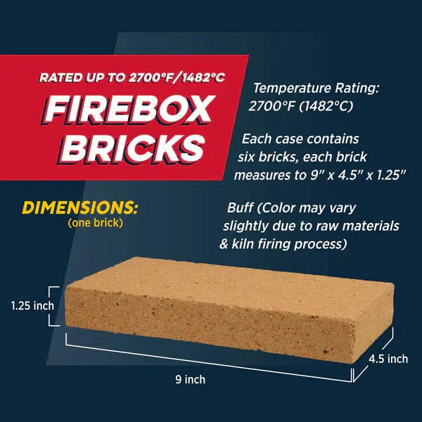 Rutland 24 lbs Buff Firebox Bricks (9" x 4-1/2" x 1-1/4")