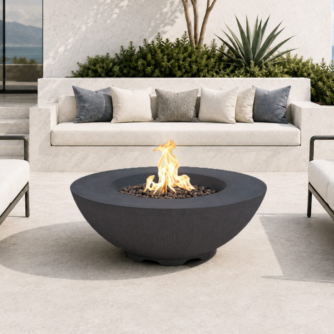 PyroMania Shangri-La 41" Charcoal Finish Propane Gas Outdoor Round Fire Pit Bowl