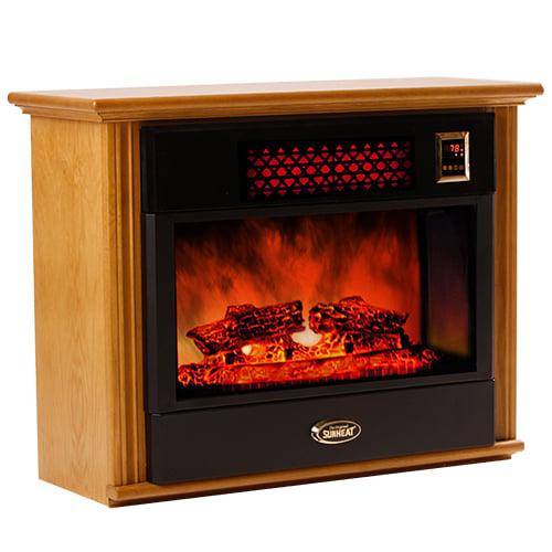 SUNHEAT 32" 1500W Golden Oak Freestanding Electric Infrared Fireplace