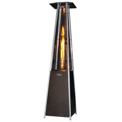 SUNHEAT PHSQGH 21" Golden Hammered Contemporary Square Pyramid Shape Propane Patio Heater With Variable Flame