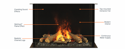 Faber Optimyst e-MatriX 35" Front-Facing One-Sided Built-in Water Vapor Electric Fireplace