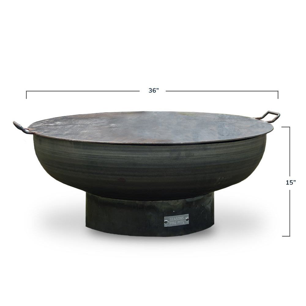 Seasons ELLIPTICAL 36" Natural Rust Patina Wood Steel Fire Pit with Lid