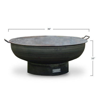Seasons ELLIPTICAL 36" Natural Rust Patina Wood Steel Fire Pit with Lid