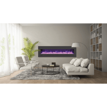 Sierra Flame by Amantii 72" Wall Mount/Flush Mount Electric Fireplace with Deep Charcoal Colored Steel Surround