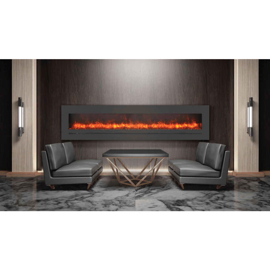 Sierra Flame by Amantii 88" Wall Mount/Flush Mount Electric Fireplace with Deep Charcoal Colored Steel Surround
