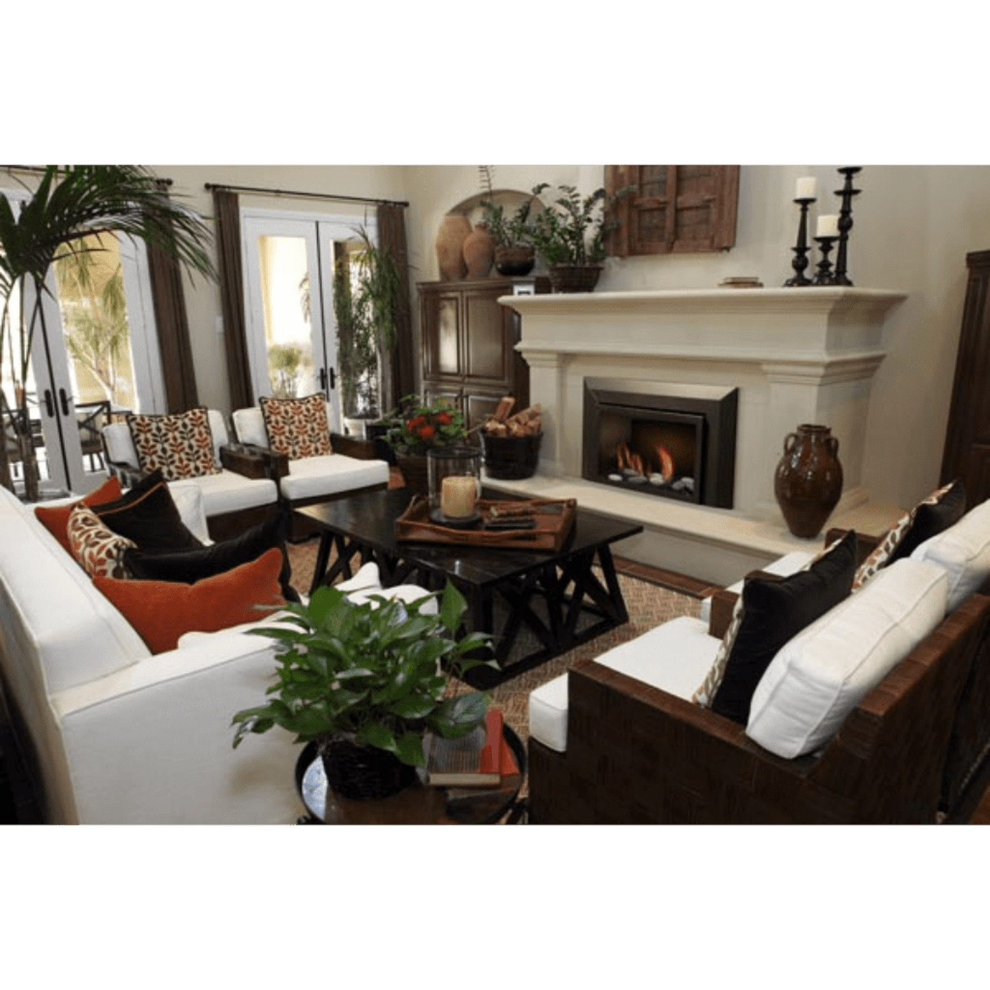 Sierra Flame by Amantii Abbot 30" Direct Vent Propane Gas Fireplace Insert With Black Porcelain Panels & Glass Media Rock Set