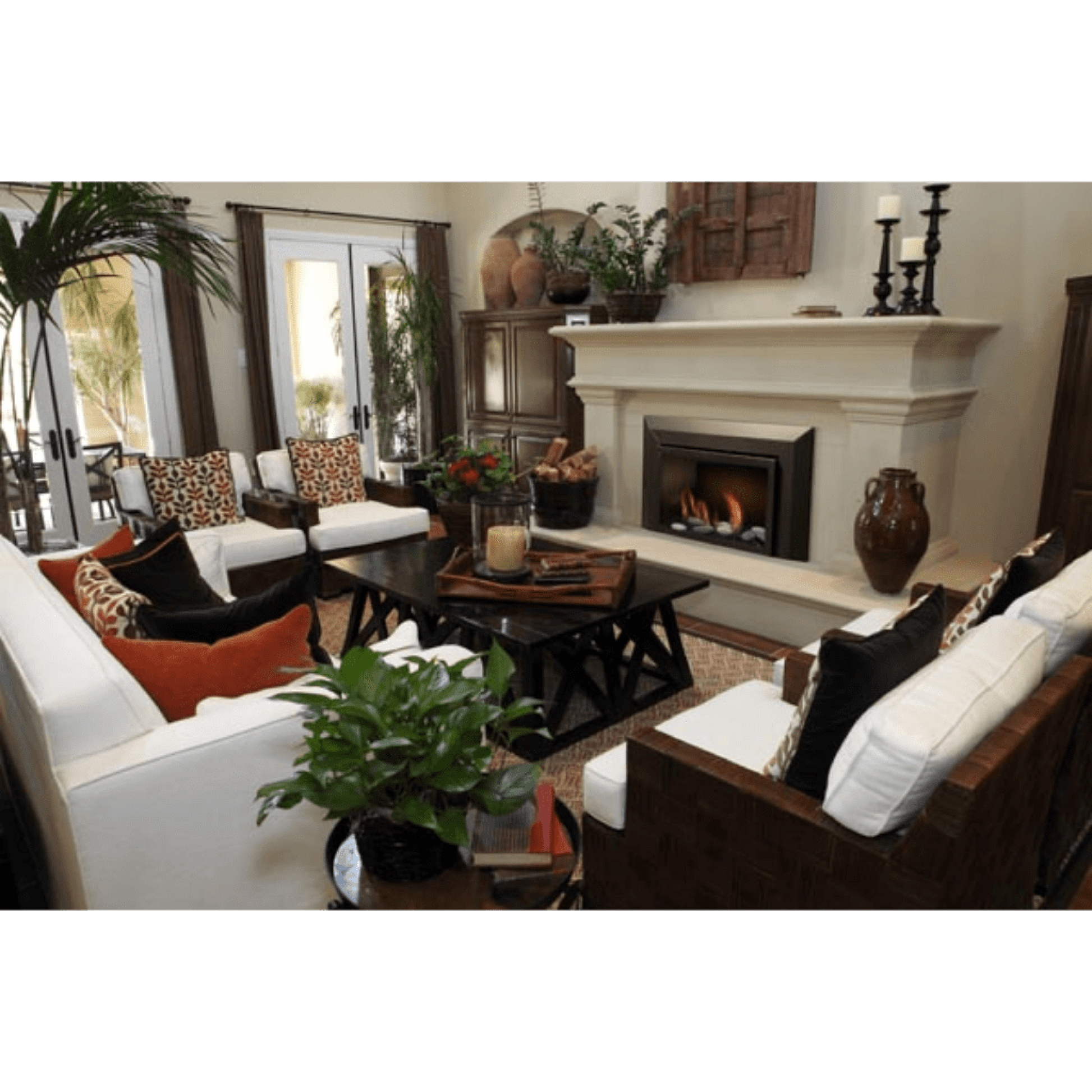 Sierra Flame by Amantii Abbot 30" Direct Vent Propane Gas Fireplace Insert With Black Porcelain Panels & Glass Media Rock Set