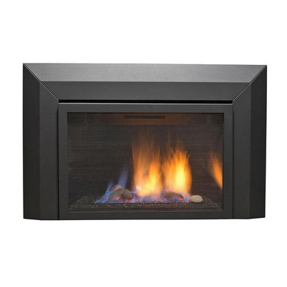 Sierra Flame by Amantii Abbot 30" Direct Vent Propane Gas Fireplace Insert With Black Porcelain Panels & Glass Media Rock Set