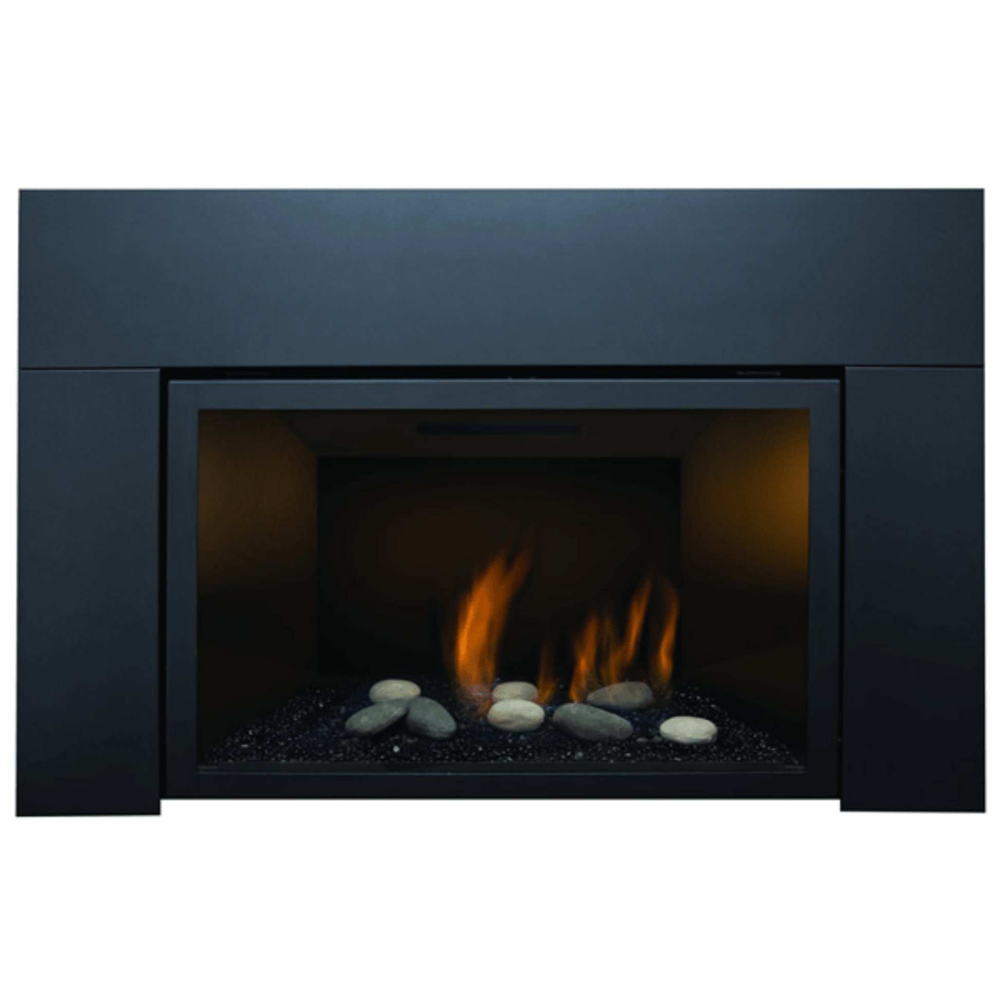 Sierra Flame by Amantii Abbot 30" Direct Vent Propane Gas Fireplace Insert With Black Porcelain Panels & Glass Media Rock Set