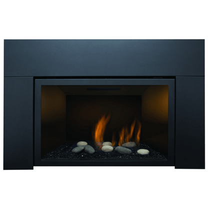 Sierra Flame by Amantii Abbot 30" Direct Vent Propane Gas Fireplace Insert With Black Porcelain Panels & Glass Media Rock Set