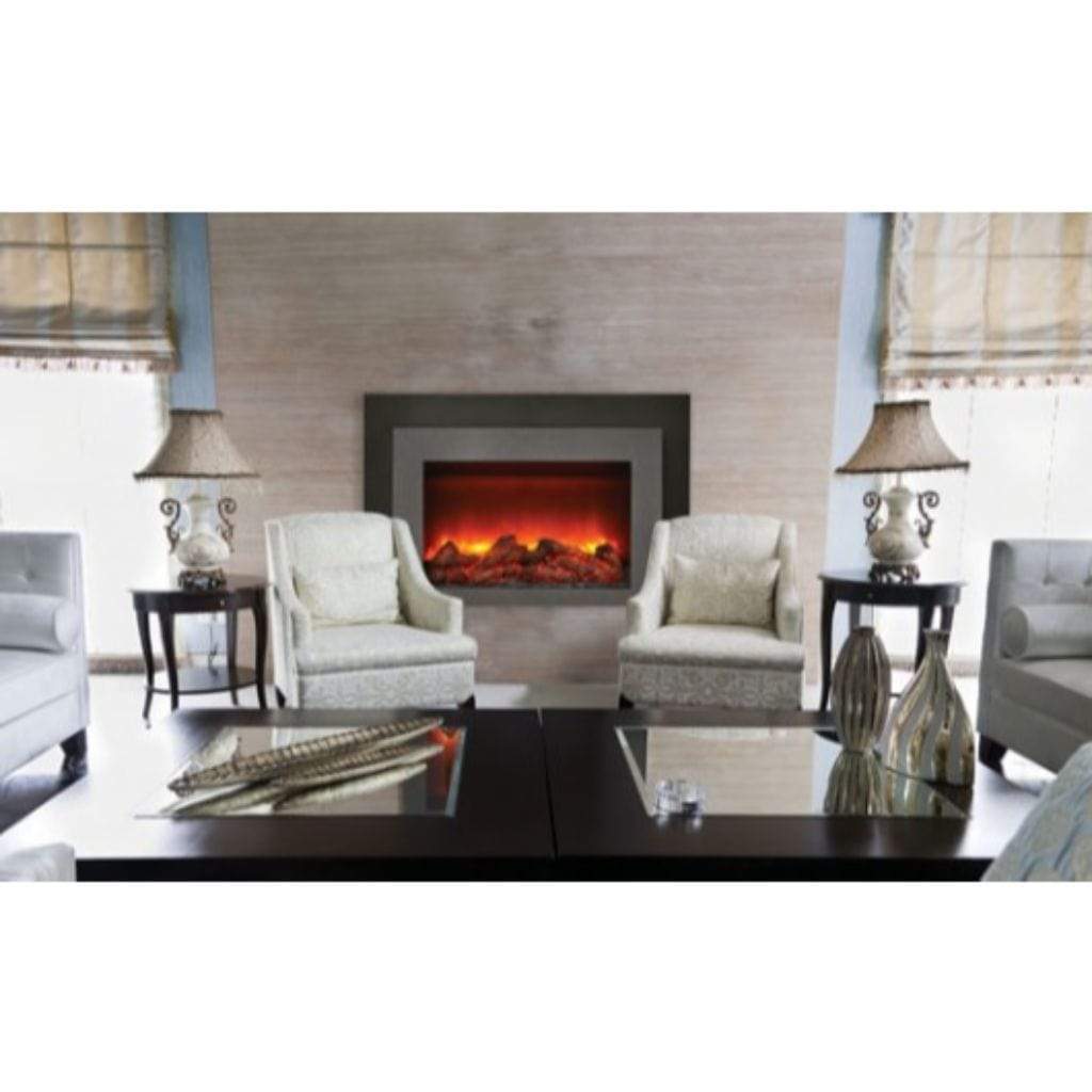 Sierra Flame by Amantii Deep 30"/34" Electric Fireplace Insert with Black Steel Surround