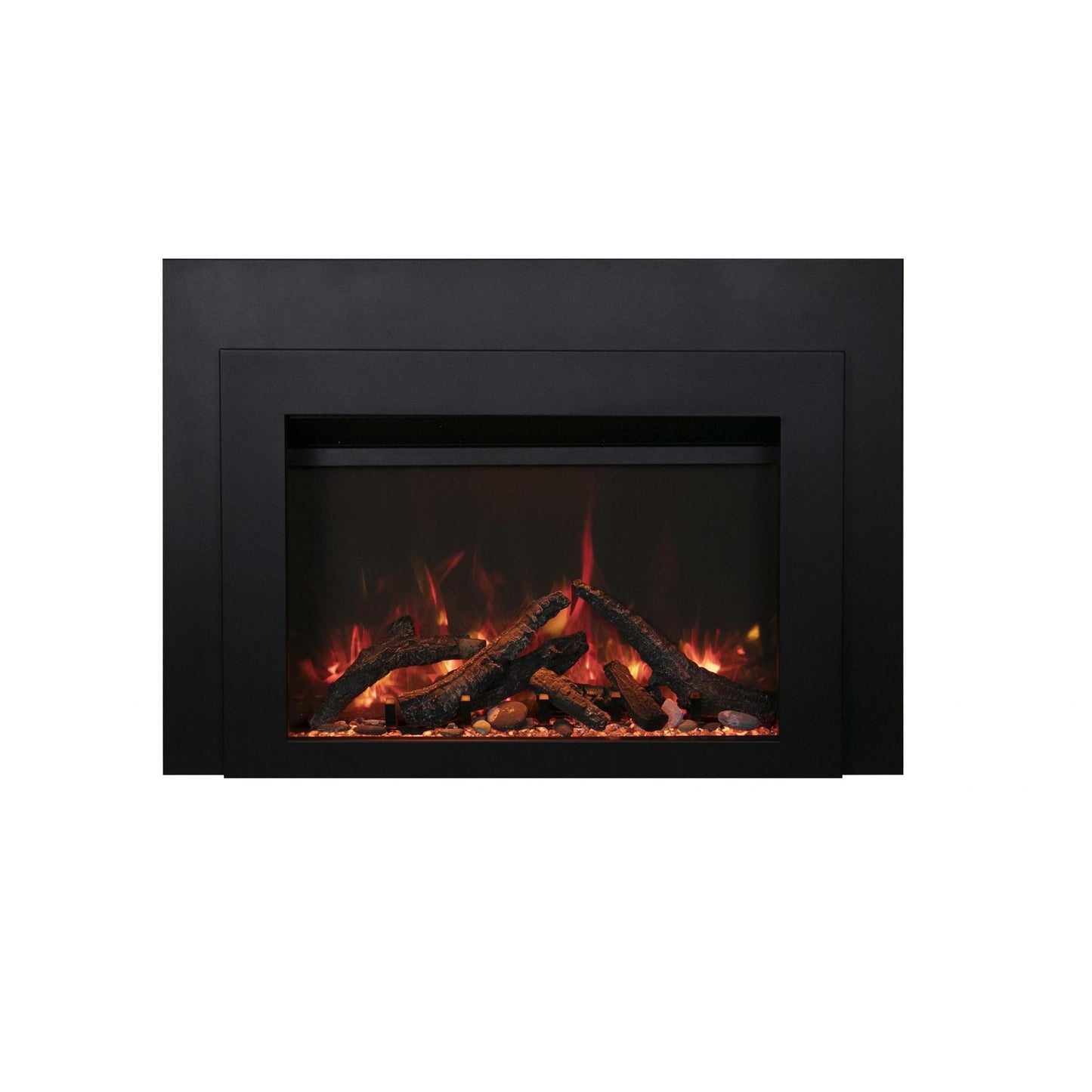 Sierra Flame by Amantii Insert Series 34" Electric Fireplace Insert With Black Steel Surround