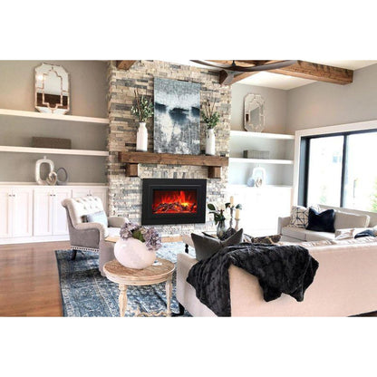 Sierra Flame by Amantii Insert Series 34" Electric Fireplace Insert With Black Steel Surround