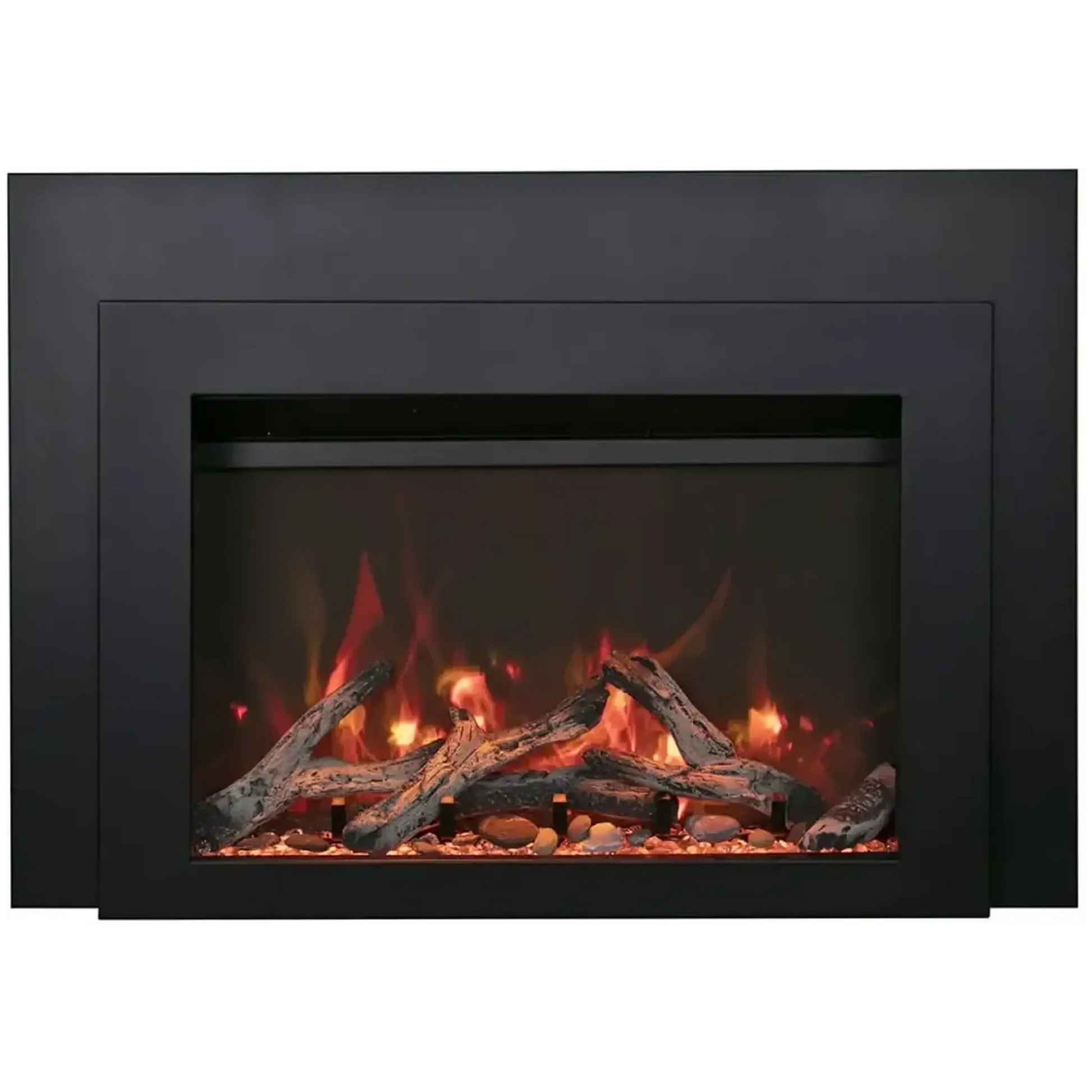 Sierra Flame by Amantii Insert Series 34" Electric Fireplace Insert With Black Steel Surround