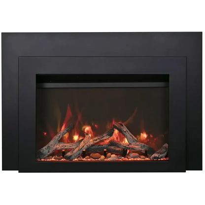 Sierra Flame by Amantii Insert Series 34" Electric Fireplace Insert With Black Steel Surround