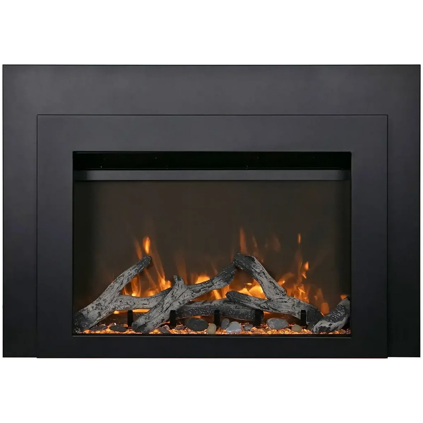 Sierra Flame by Amantii Insert Series 34" Electric Fireplace Insert With Black Steel Surround