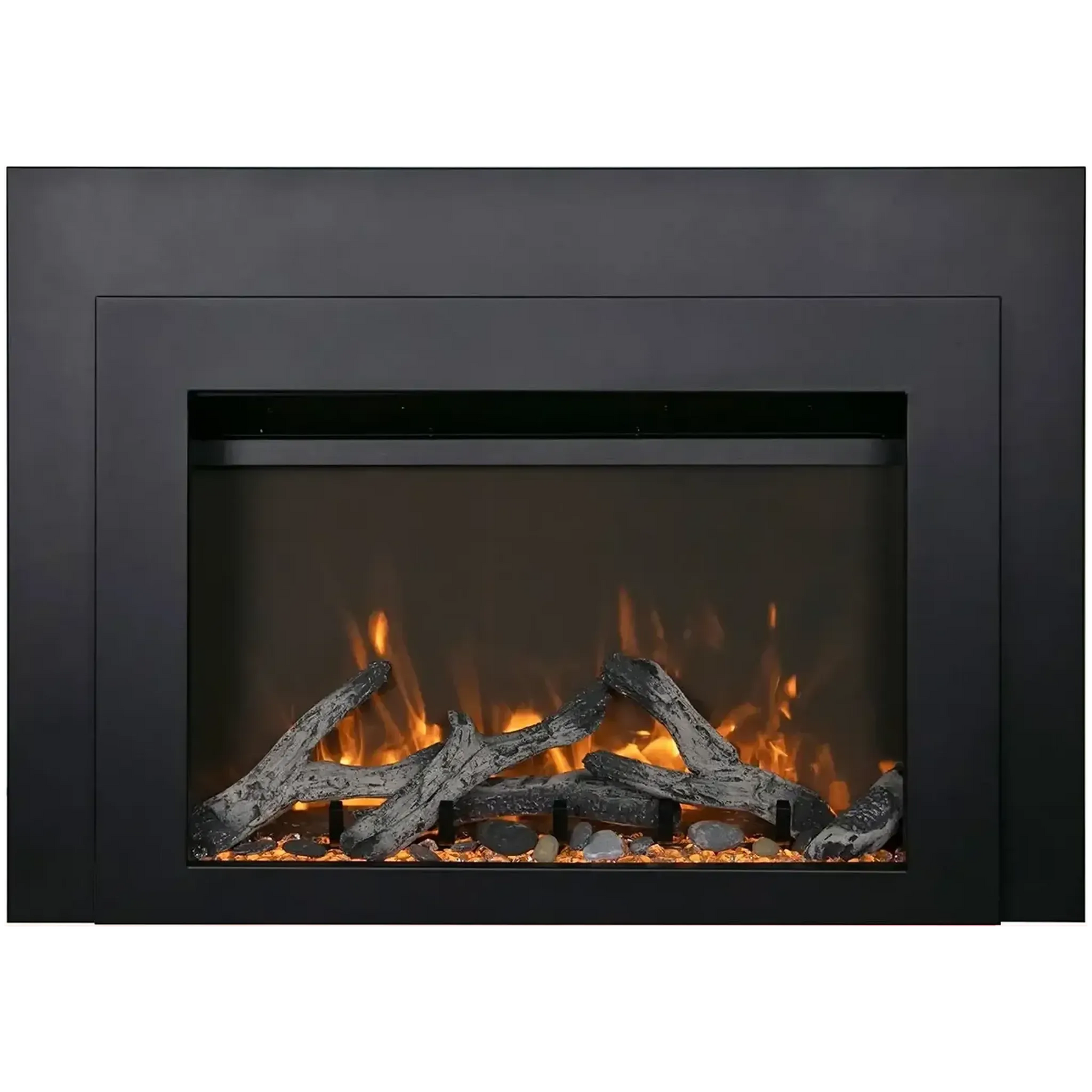 Sierra Flame by Amantii Insert Series 34" Electric Fireplace Insert With Black Steel Surround