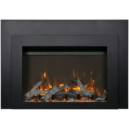 Sierra Flame by Amantii Insert Series 34" Electric Fireplace Insert With Black Steel Surround