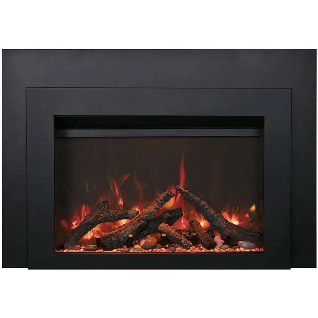 Sierra Flame by Amantii Insert Series 30" Electric Fireplace Insert With Black Steel Surround and Overlay