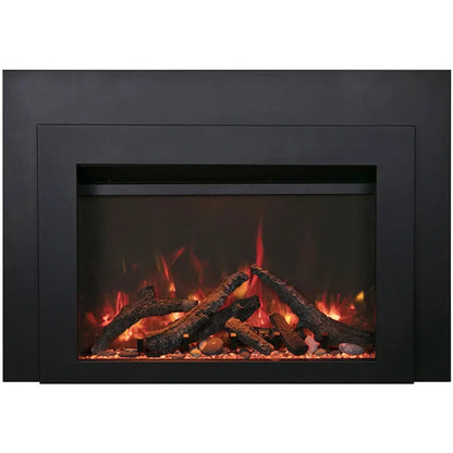 Sierra Flame by Amantii Insert Series 30" Electric Fireplace Insert With Black Steel Surround and Overlay