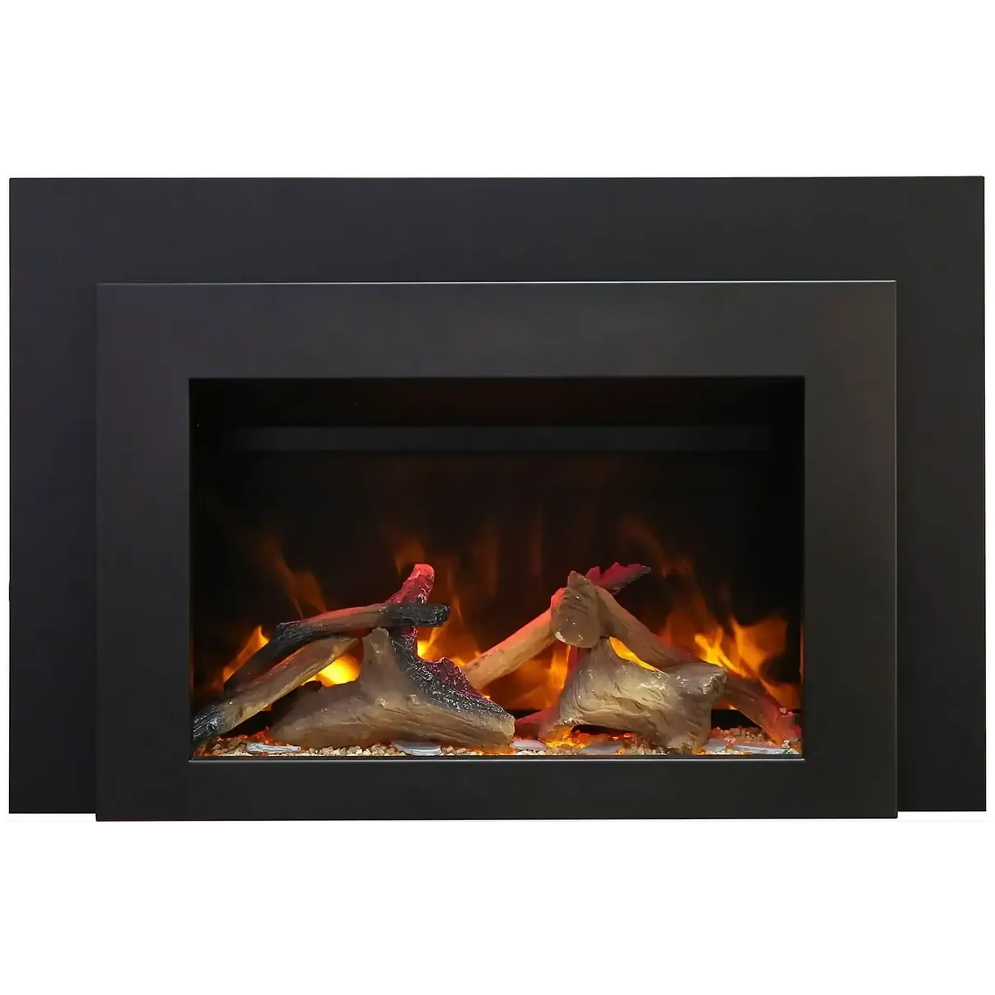 Sierra Flame by Amantii Insert Series 34" Electric Fireplace Insert With Black Steel Surround