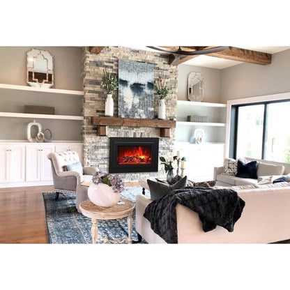 Sierra Flame by Amantii Insert Series 34" Electric Fireplace Insert With Black Steel Surround