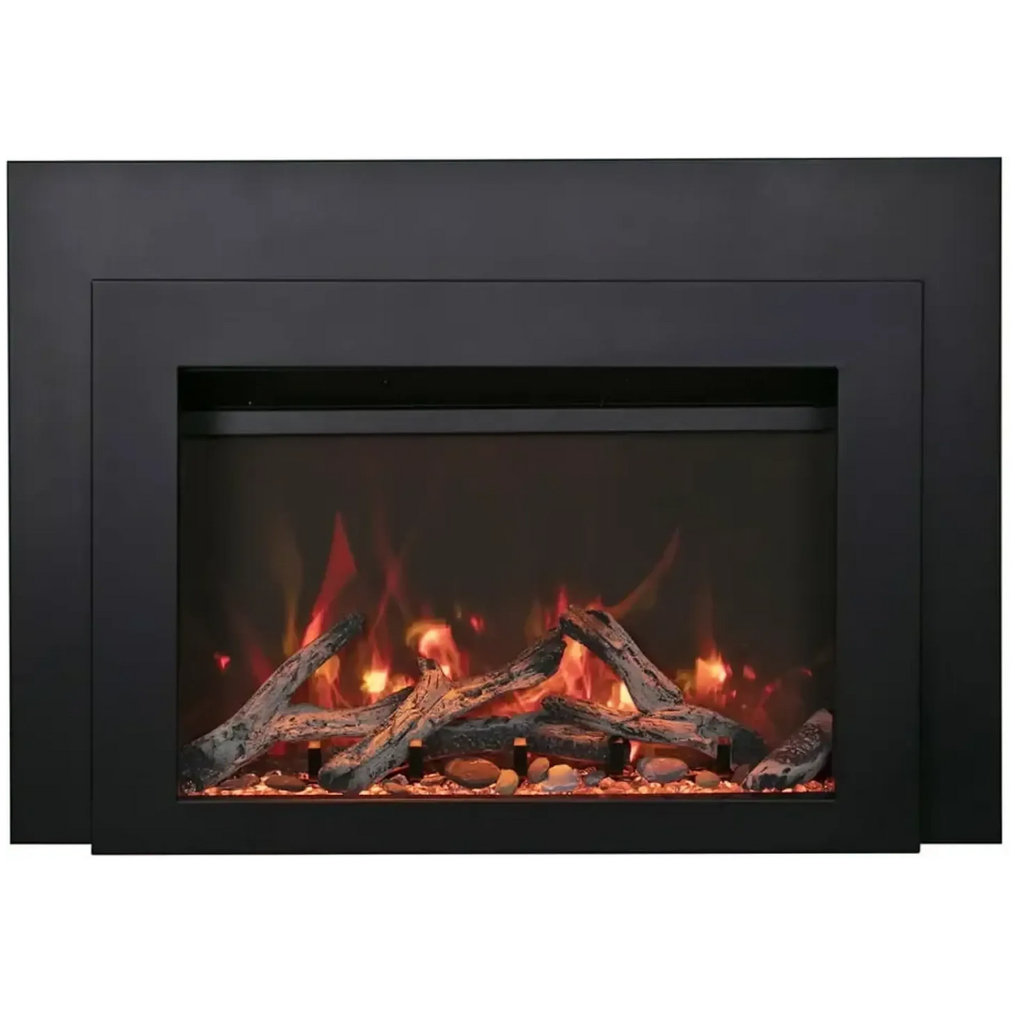Sierra Flame by Amantii Insert Series 34" Electric Fireplace Insert With Black Steel Surround
