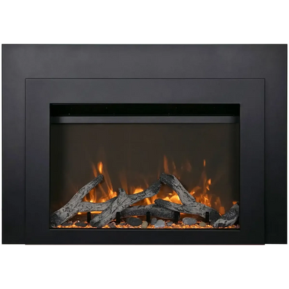 Sierra Flame by Amantii Insert Series 34" Electric Fireplace Insert With Black Steel Surround