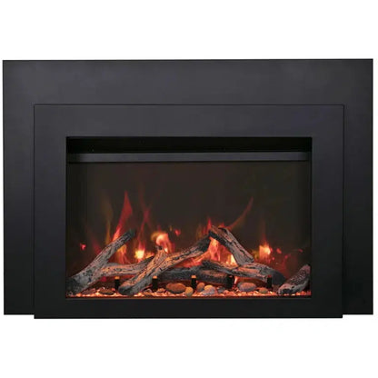 Sierra Flame by Amantii Insert Series 34" Electric Fireplace Insert With Black Steel Surround and Overlay