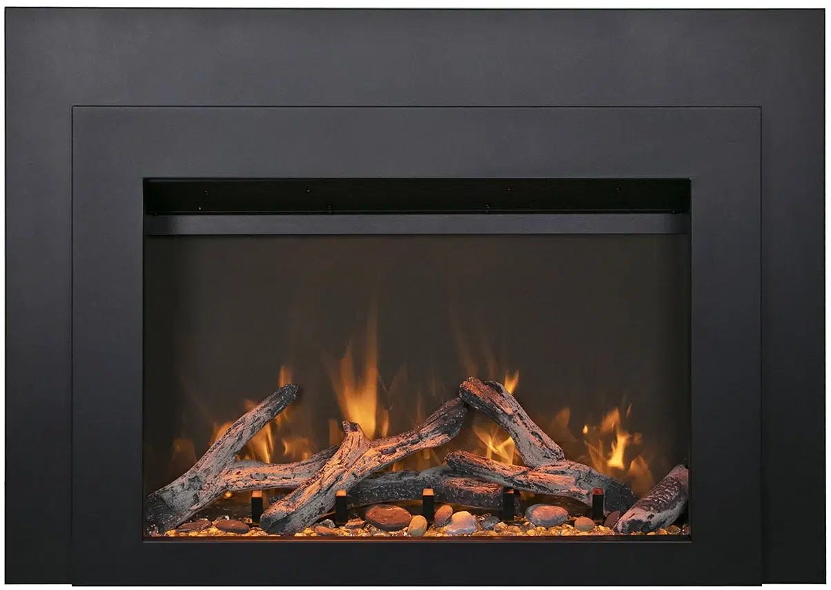 Sierra Flame by Amantii Insert Series 34" Electric Fireplace Insert With Black Steel Surround and Overlay