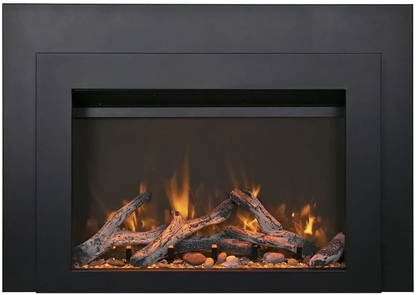 Sierra Flame by Amantii Insert Series 34" Electric Fireplace Insert With Black Steel Surround and Overlay