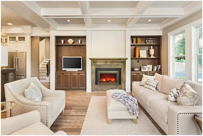 Sierra Flame by Amantii Insert Series 34" Electric Fireplace Insert With Black Steel Surround and Overlay