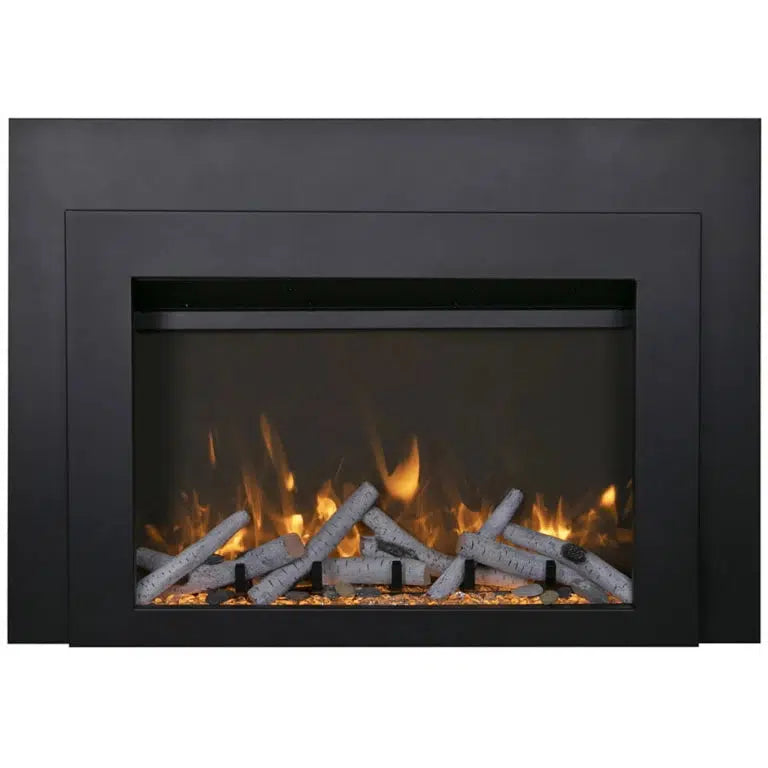 Sierra Flame by Amantii Insert Series 34" Electric Fireplace Insert With Black Steel Surround and Overlay